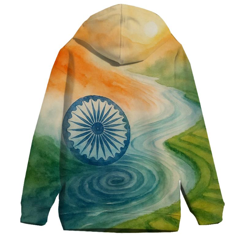 India Watercolor River Flag designer hoodies