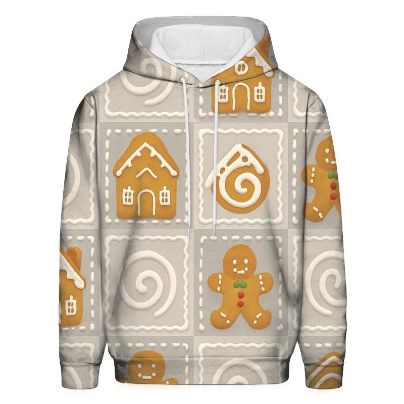 Gingerbread Tile Quilt On Light Gray Background pullover hoodies