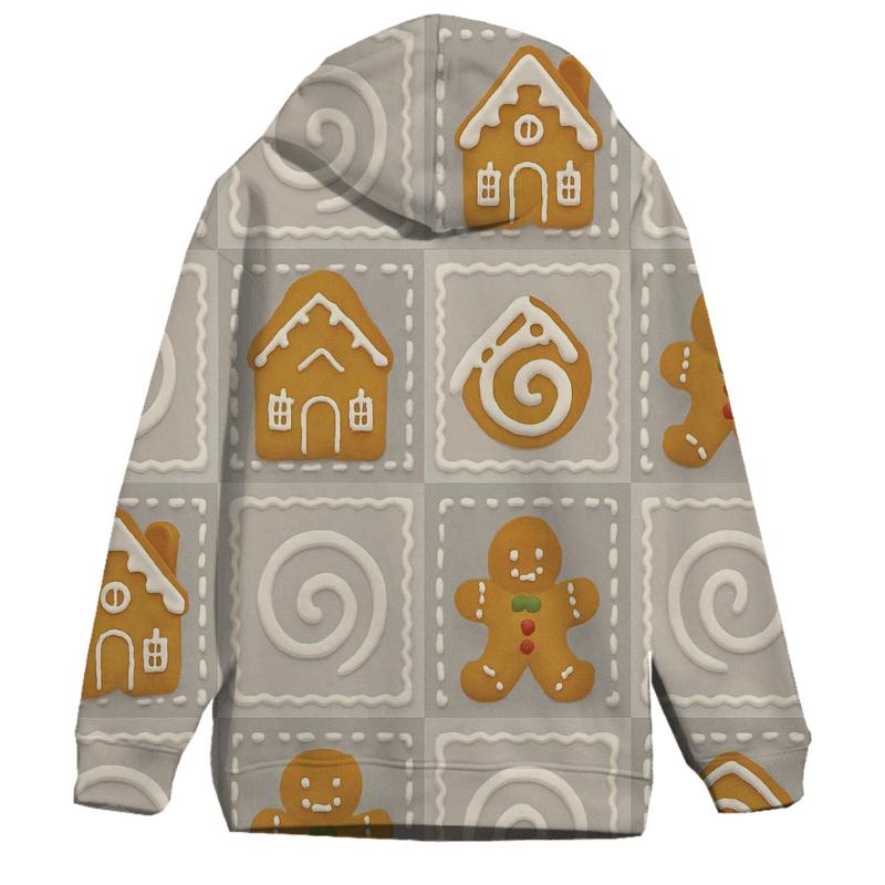 Gingerbread Tile Quilt On Light Gray Background pullover hoodies