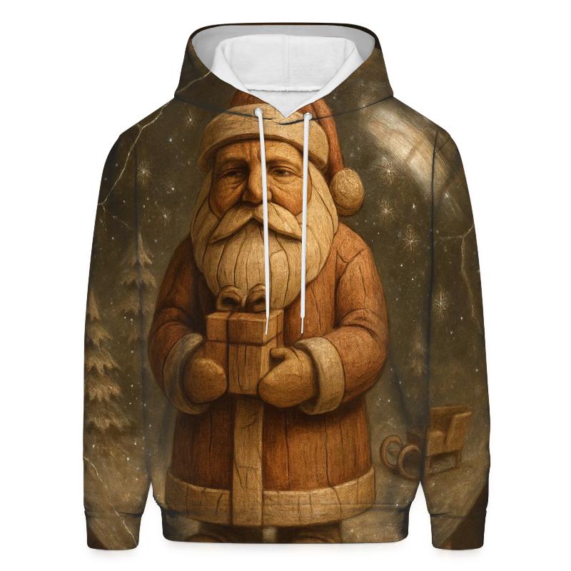 Wood Carved Santa In Vintage Snow Globe zip-up hoodies