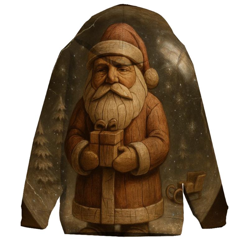 Wood Carved Santa In Vintage Snow Globe zip-up hoodies