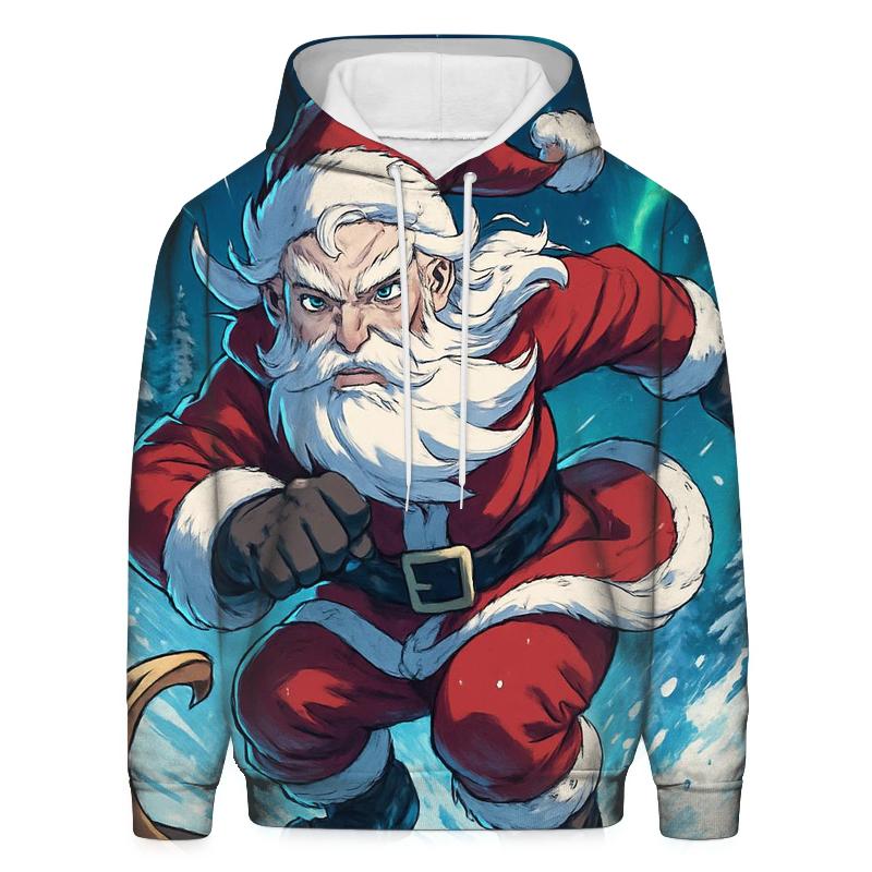 Anime Inspired Santa Snowboard Rush embroidered hoodies