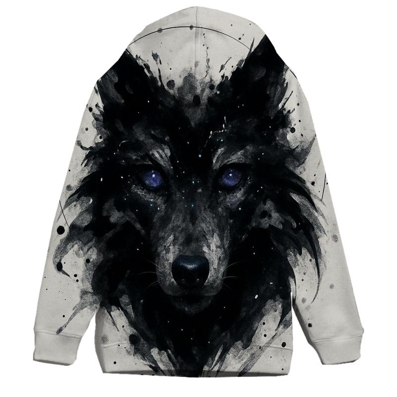 Starlit Inkstorm Wolf Mask printed hoodies
