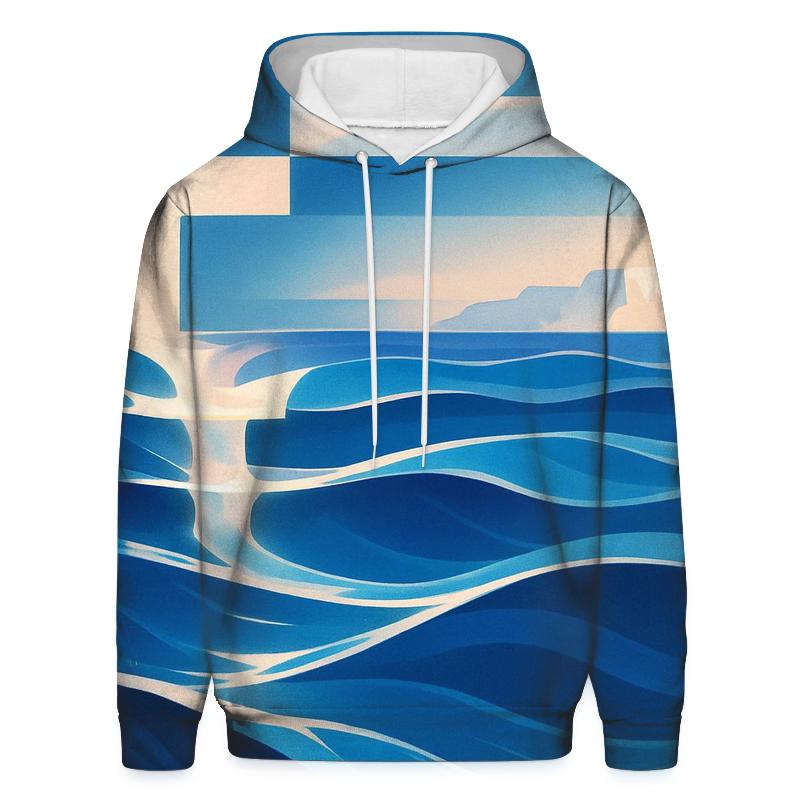 Greece Abstract Aegean Waves graphic hoodies