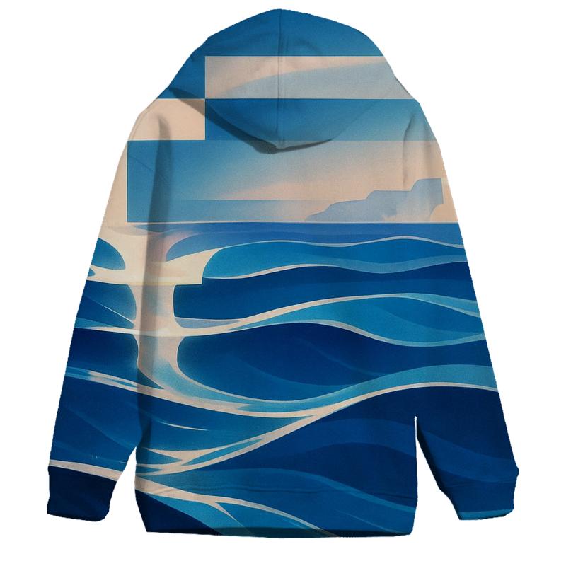 Greece Abstract Aegean Waves graphic hoodies