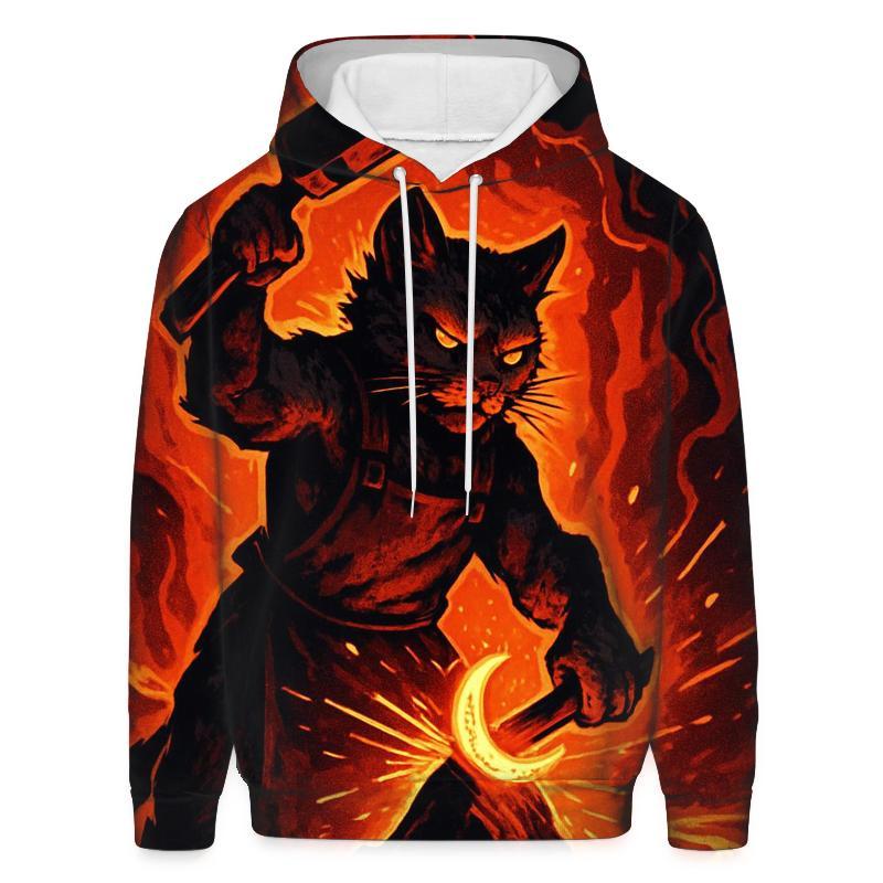 Volcanic Forge Blacksmith Cat lightweight hoodies