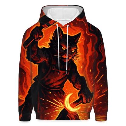 Volcanic Forge Blacksmith Cat lightweight hoodies