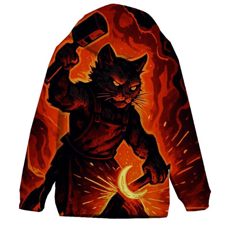 Volcanic Forge Blacksmith Cat lightweight hoodies