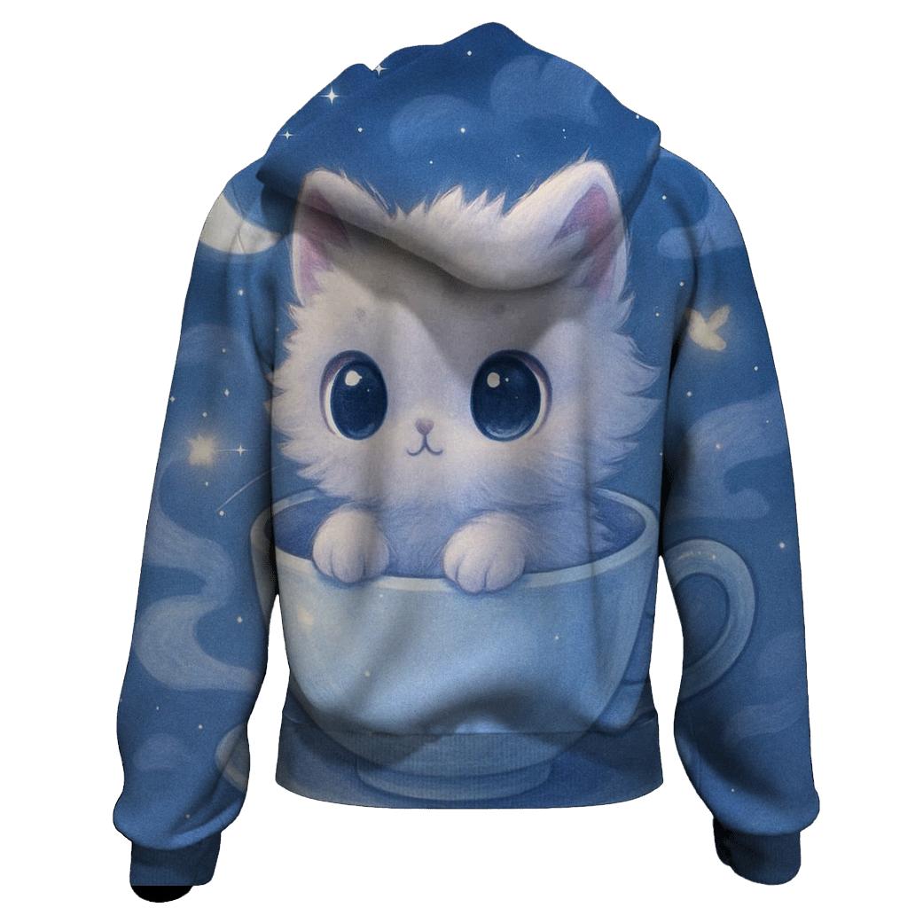 Moonlit Teacup Kitten Drift lightweight hoodies
