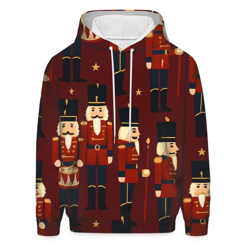 Nutcracker Regiment Grid On Burgundy Background designer hoodies
