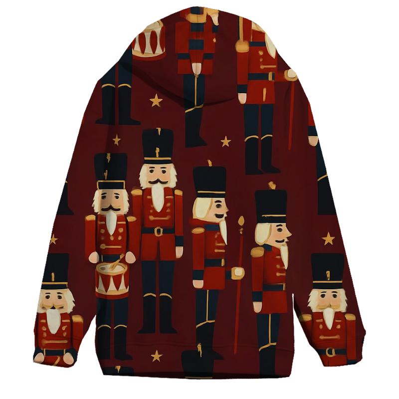 Nutcracker Regiment Grid On Burgundy Background designer hoodies