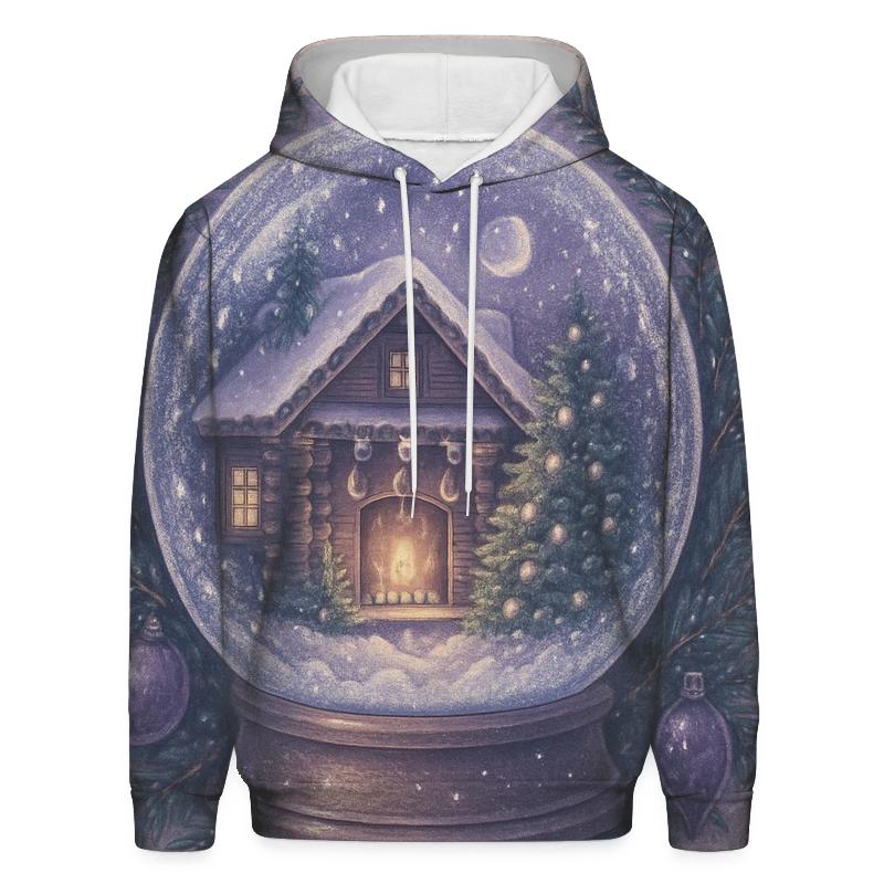 Moonlit Cabin Fireplace Snow Globe lightweight hoodies