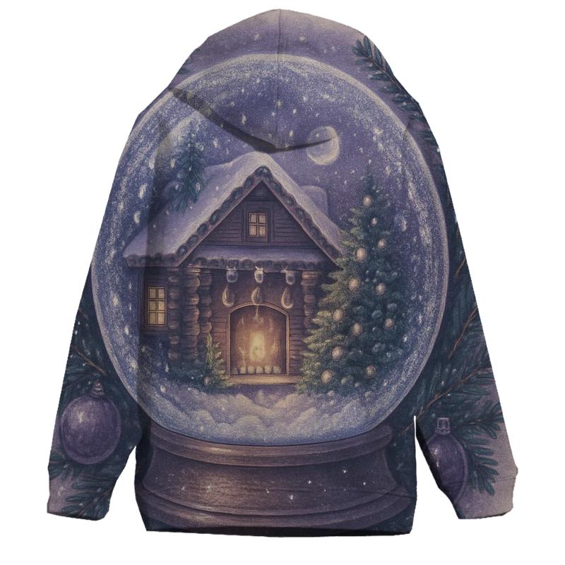 Moonlit Cabin Fireplace Snow Globe lightweight hoodies