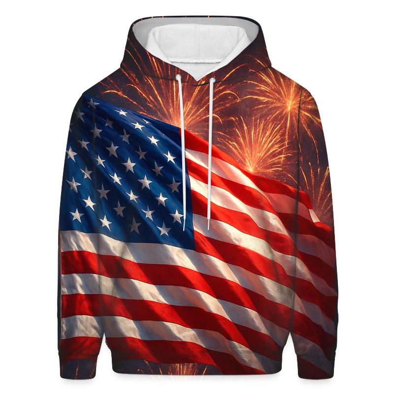 Fireworks Crown Over Waving Banner zip-up hoodies