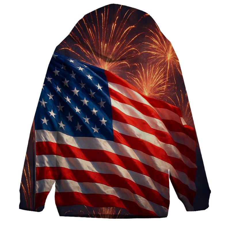 Fireworks Crown Over Waving Banner zip-up hoodies