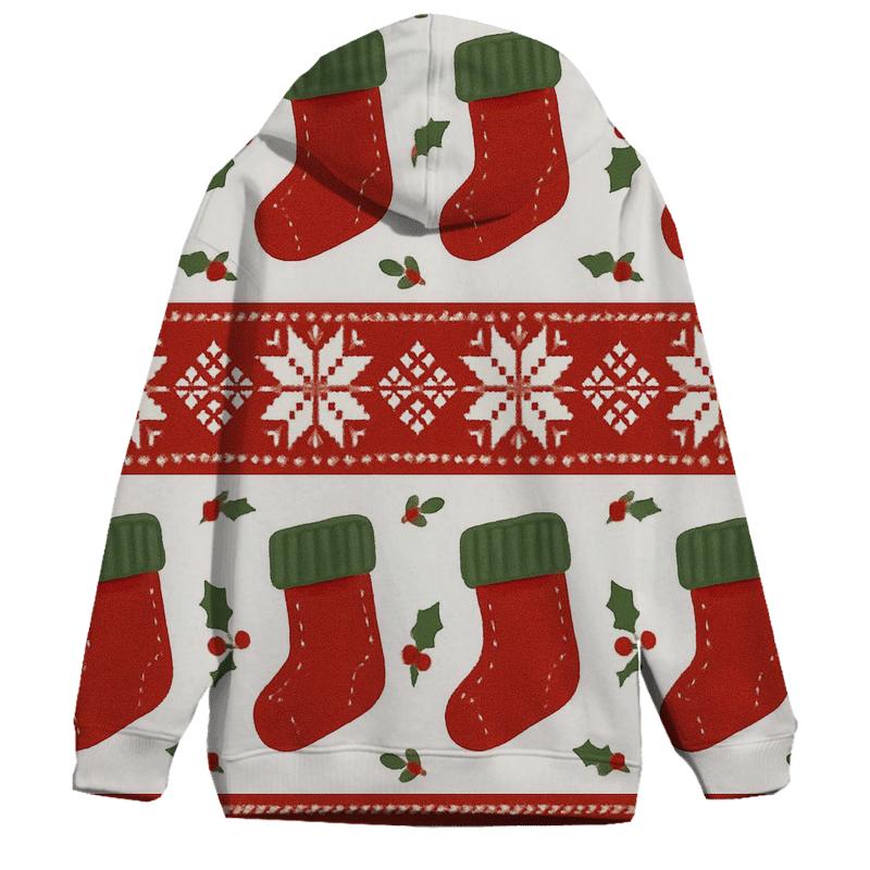 Stocking Border Stripe Repeat On White Background zip-up hoodies