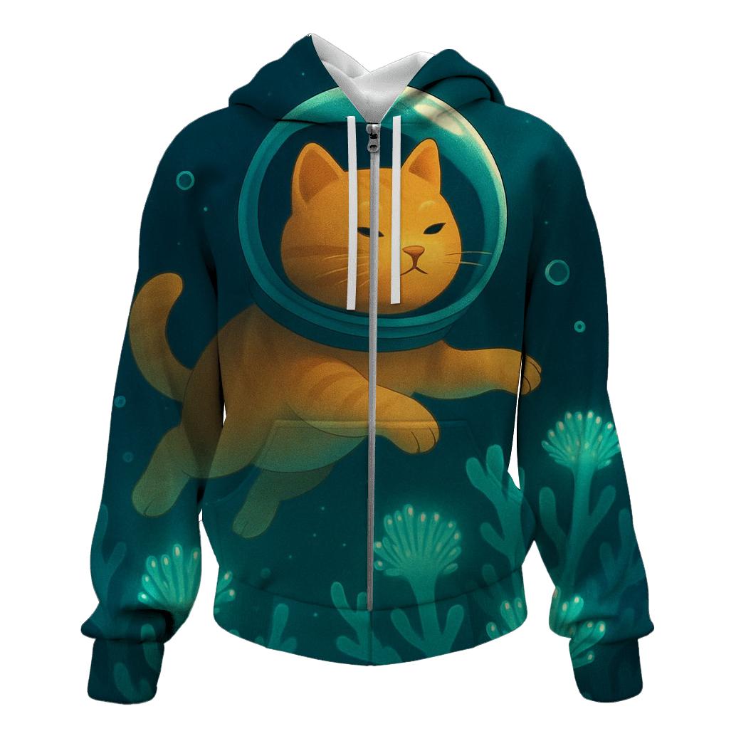 Coral Reef Astronaut Cat hoodie styles