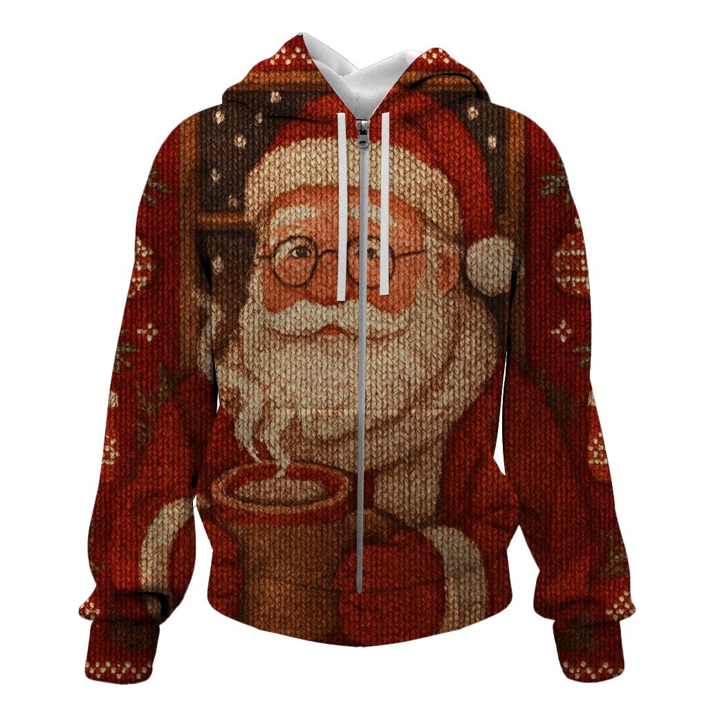 Knitted Pattern Santa Cocoa Cabin lightweight hoodies