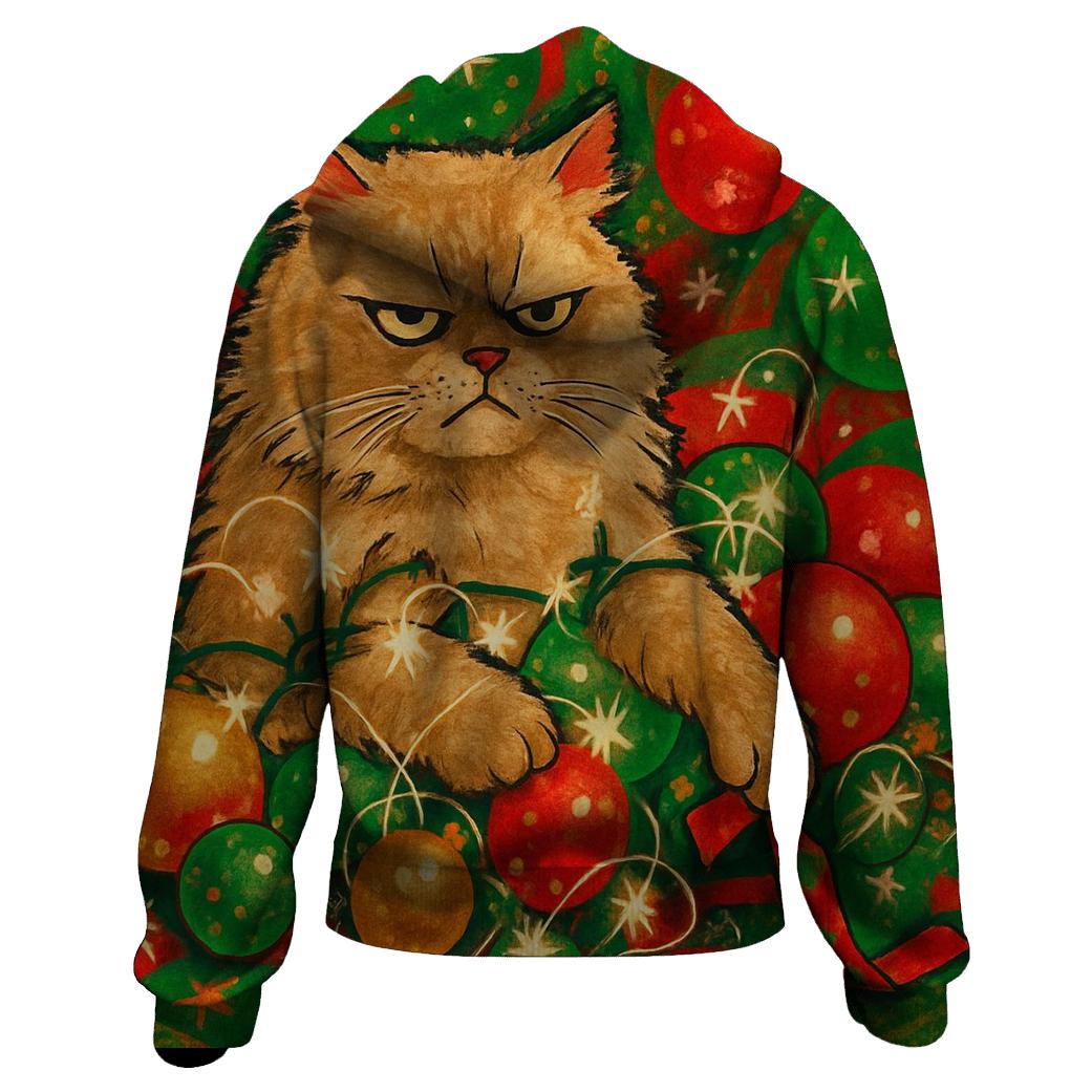 Grumpy Cat Tangled In Ornament Nebula zip-up hoodies
