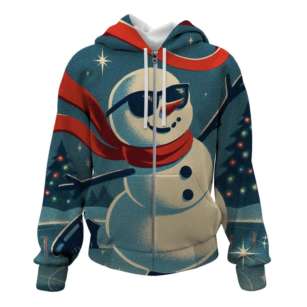Vintage Skater Snowman Disco Pond premium hoodies