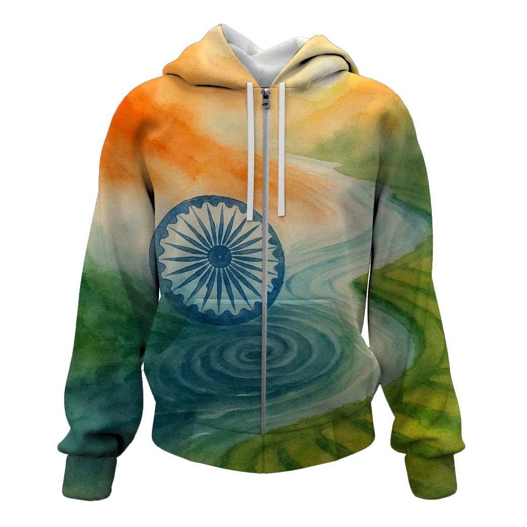 India Watercolor River Flag premium hoodies