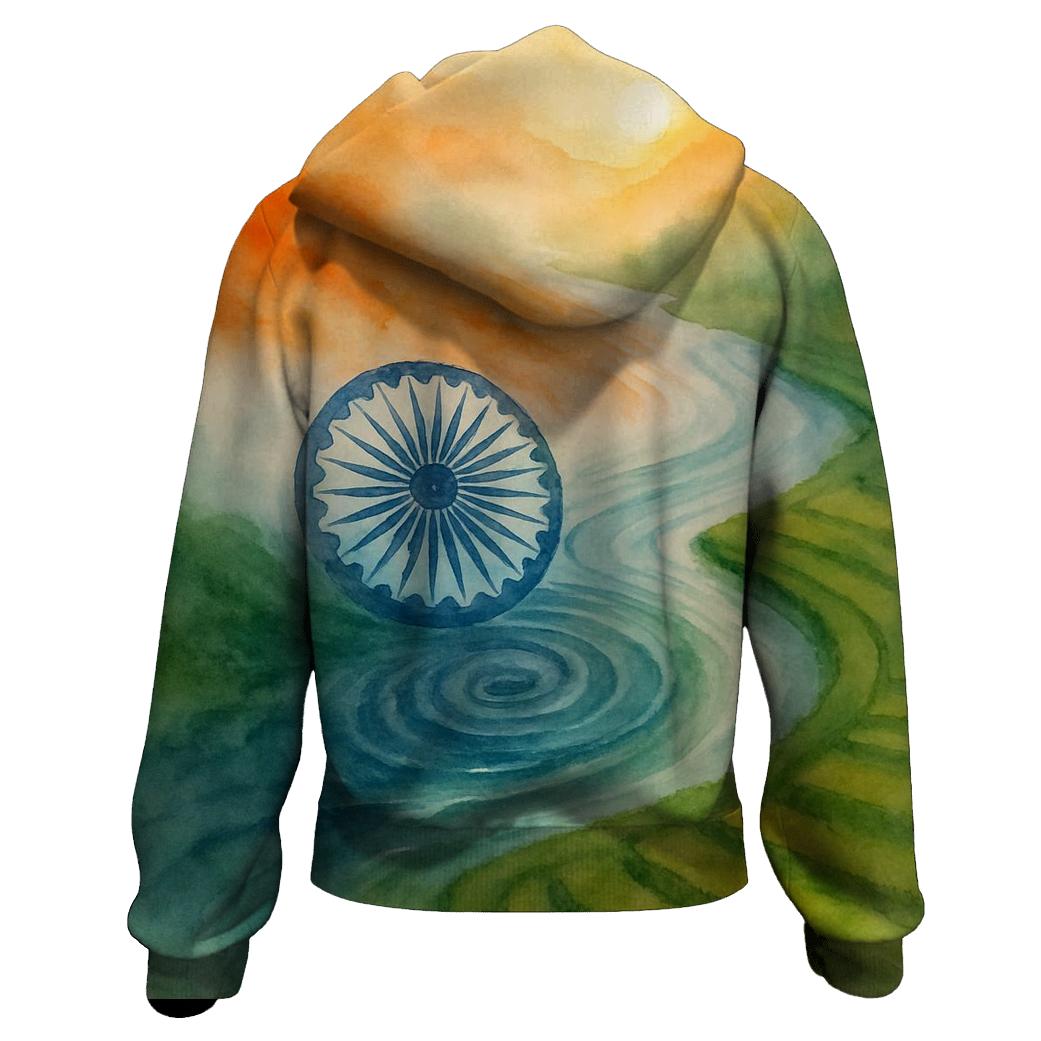 India Watercolor River Flag premium hoodies