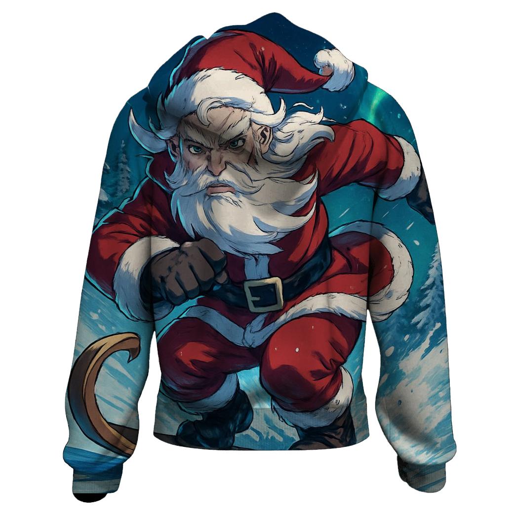 Anime Inspired Santa Snowboard Rush graphic hoodies