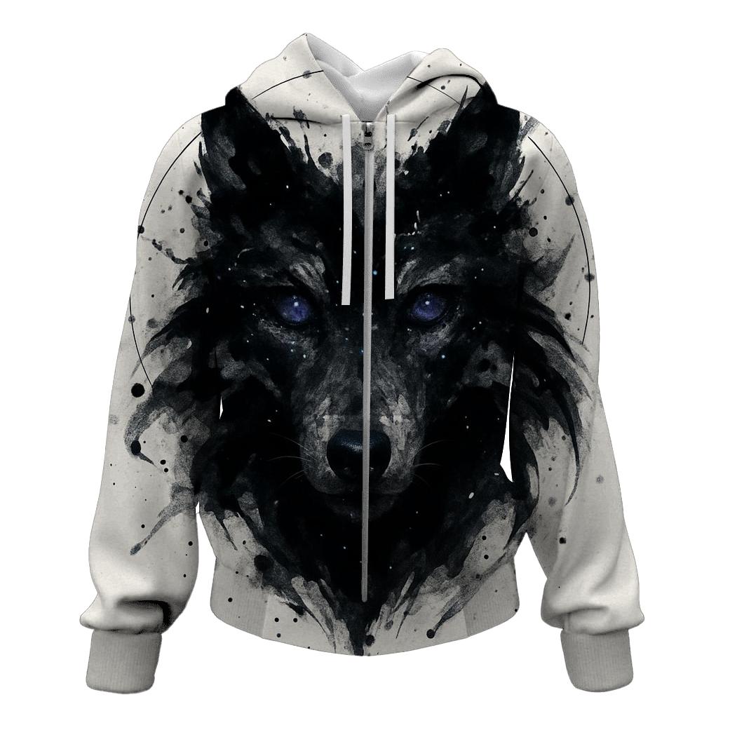 Starlit Inkstorm Wolf Mask custom hoodies