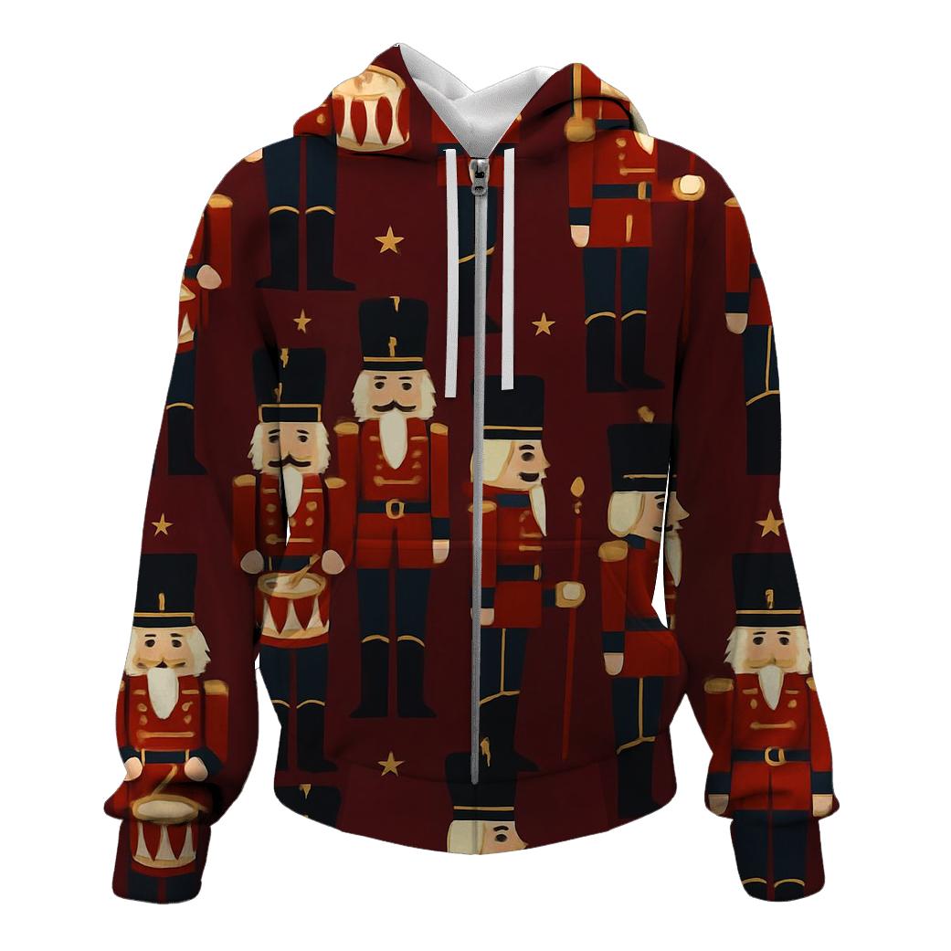 Nutcracker Regiment Grid On Burgundy Background heavyweight hoodies