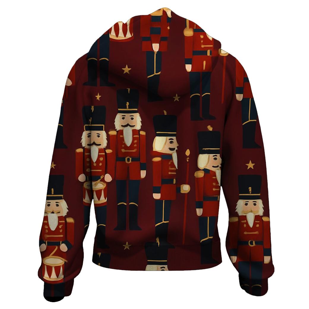 Nutcracker Regiment Grid On Burgundy Background heavyweight hoodies