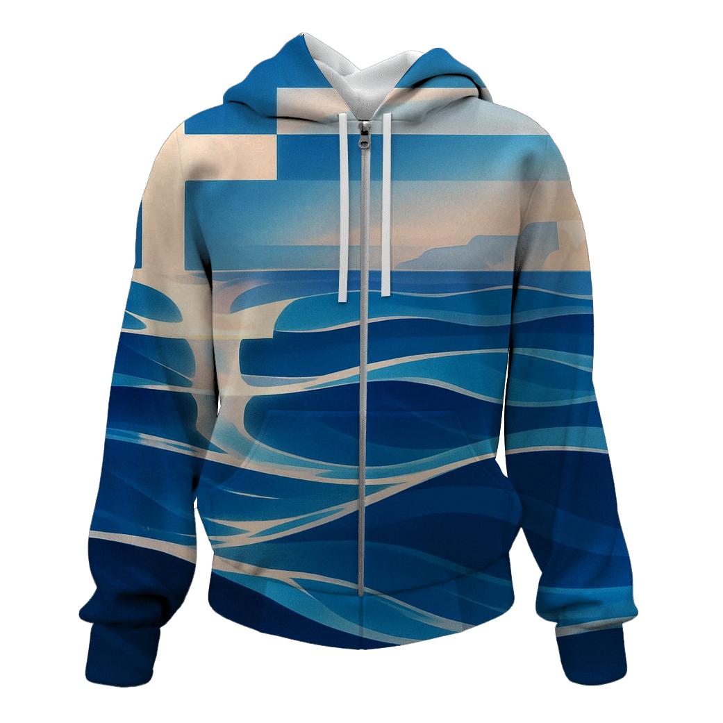 Greece Abstract Aegean Waves hoodies fashion