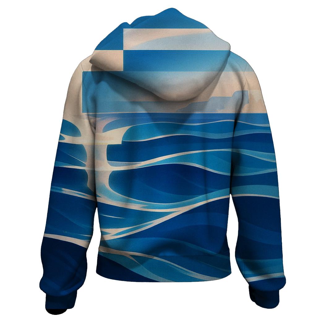 Greece Abstract Aegean Waves hoodies fashion