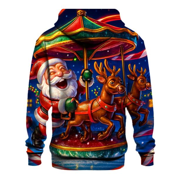Santa And The Mischief Carousel Reindeer designer hoodies