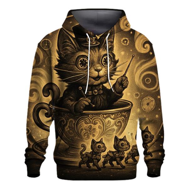 Clockwork Teacup Cat Parade embroidered hoodies