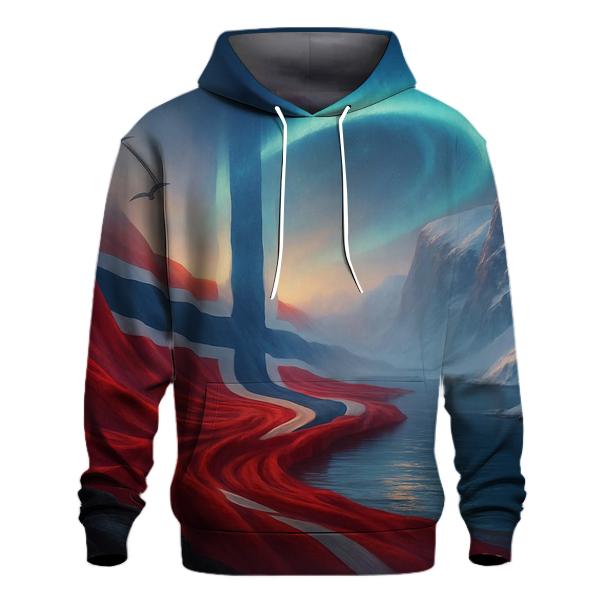 Norway Fjord Aurora Flag printed hoodies
