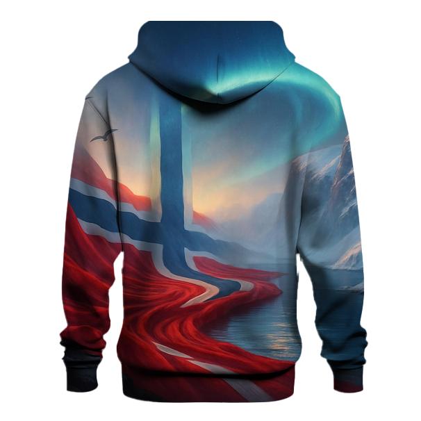 Norway Fjord Aurora Flag printed hoodies