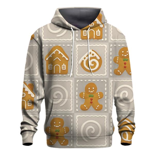 Gingerbread Tile Quilt On Light Gray Background hoodies fashion