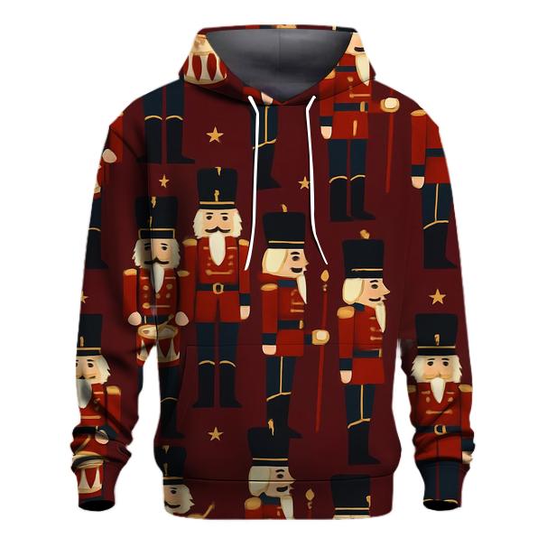 Nutcracker Regiment Grid On Burgundy Background heavyweight hoodies