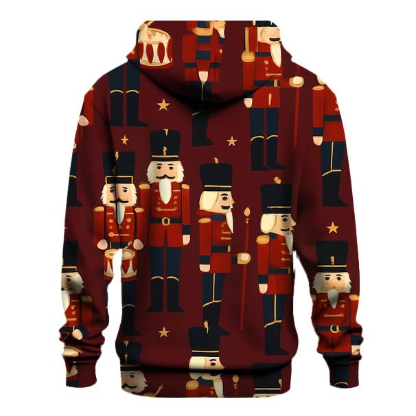 Nutcracker Regiment Grid On Burgundy Background heavyweight hoodies