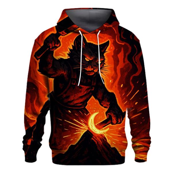 Volcanic Forge Blacksmith Cat designer hoodies