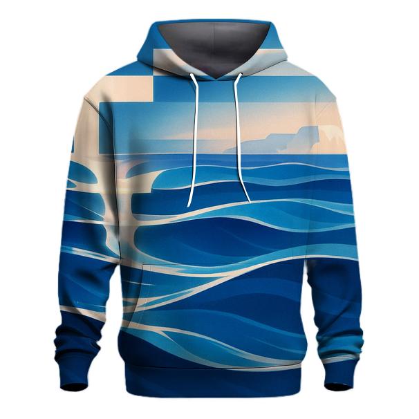 Greece Abstract Aegean Waves custom hoodies