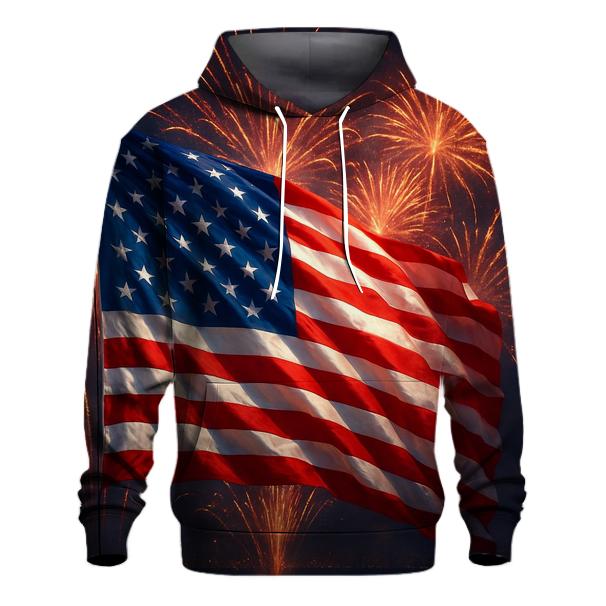 Fireworks Crown Over Waving Banner pullover hoodies