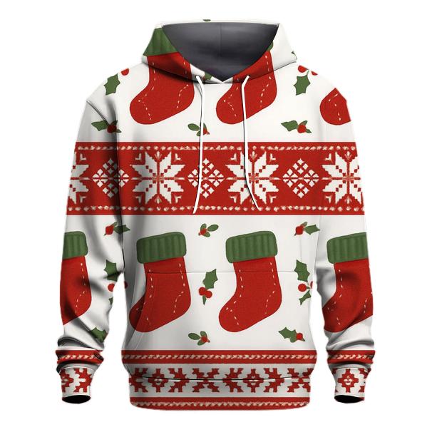Stocking Border Stripe Repeat On White Background embroidered hoodies