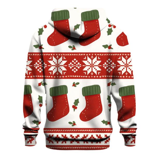 Stocking Border Stripe Repeat On White Background embroidered hoodies