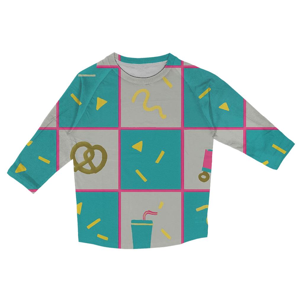 Mall Food Court Neon Tiles printed three quarter sleeve shirts