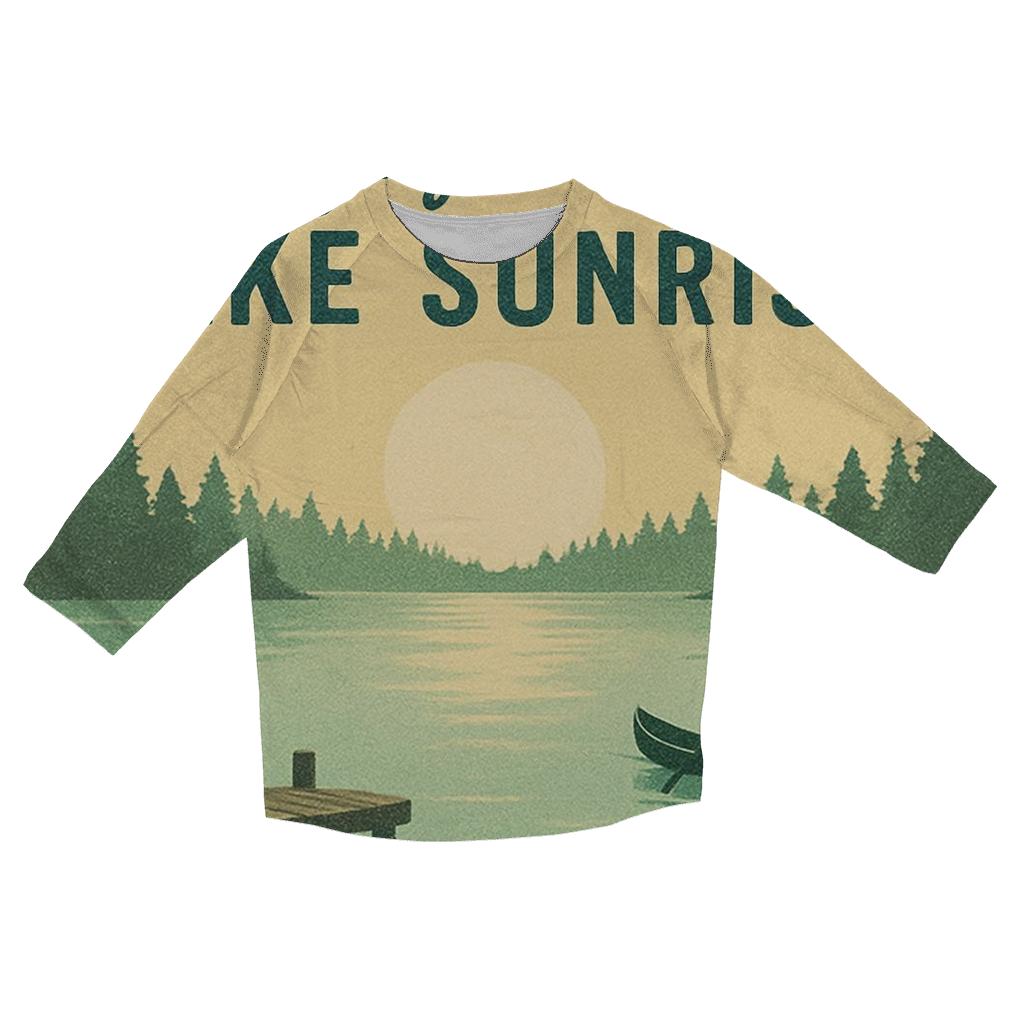 Faded Summer Camp Lake Postcard printed three quarter sleeve shirts