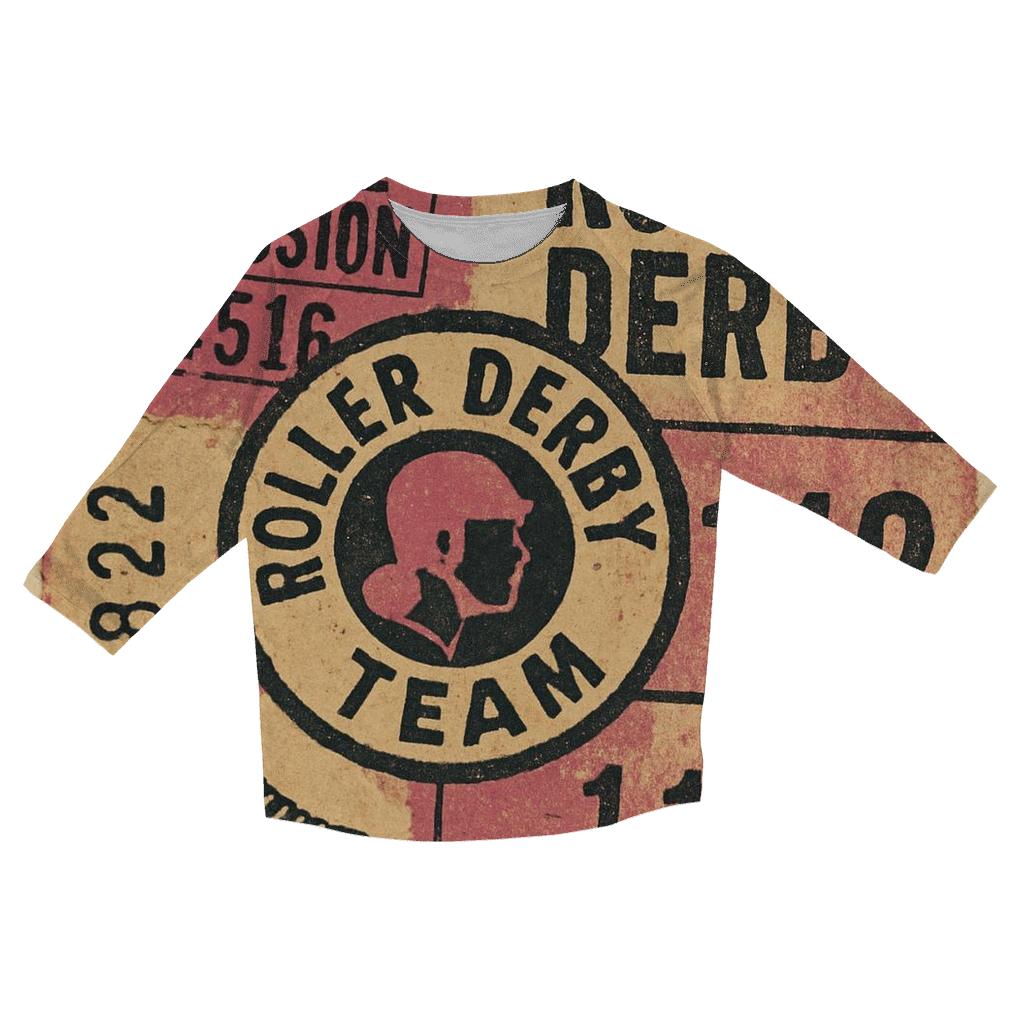Old School Roller Derby Ticket Collage stylish quarter sleeve tops