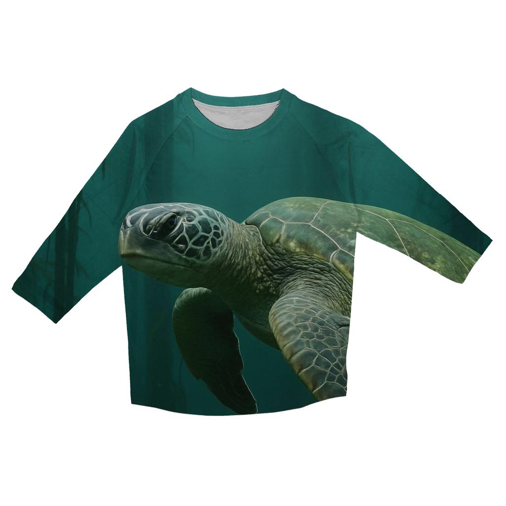 Kelp Forest Spiral Green Sea Turtle custom 3/4 sleeve shirts
