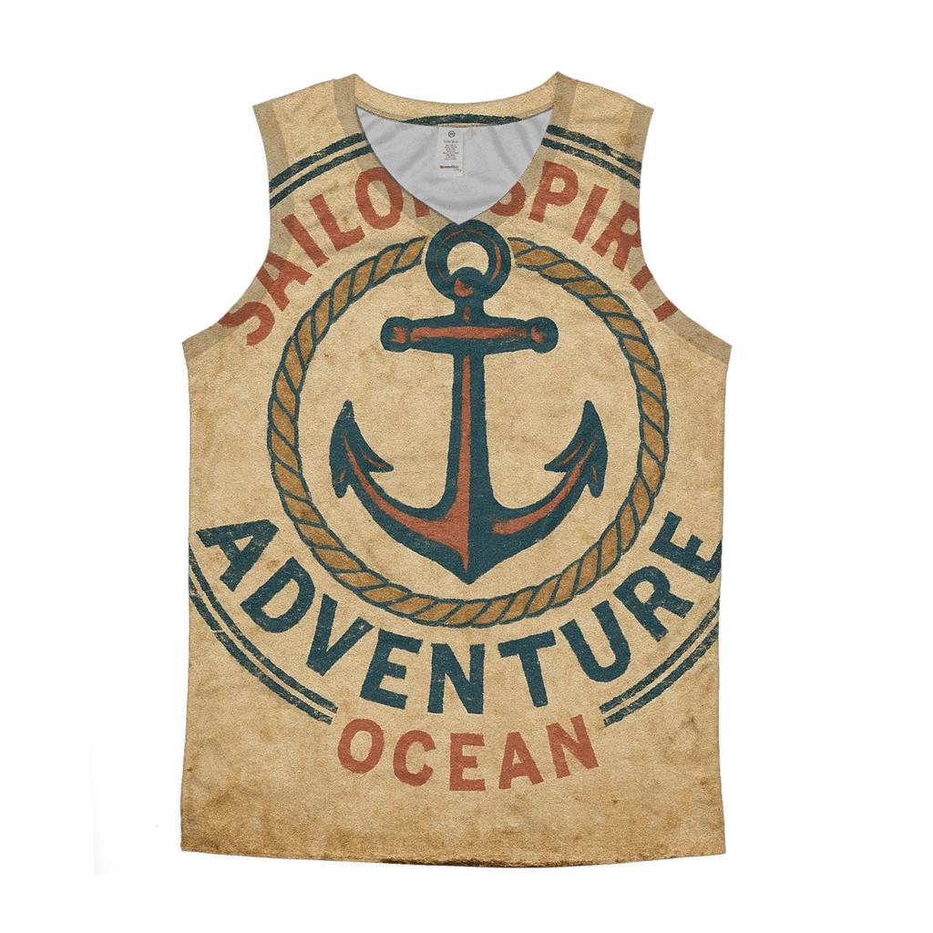 Aged Nautical Club Badge Illustration casual summer tank tops