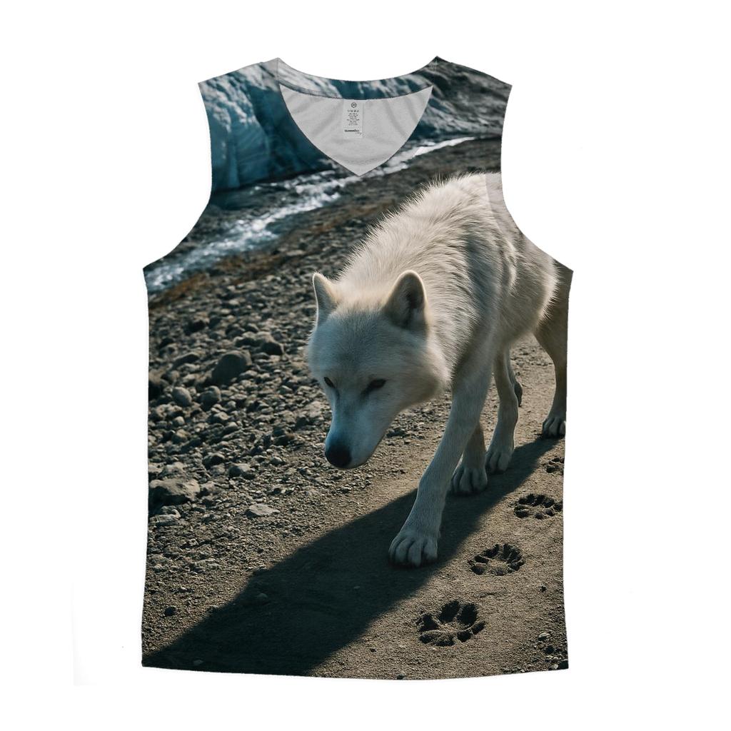 Wolf Tracks Along A Receding Glacier Moraine sports performance tank tops